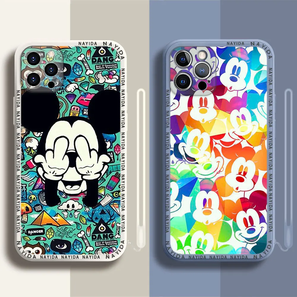 

Phone Case For iPhone 14 13 11 12 Mini Pro Max XS XR X Soft Silicone TPU Cover Disney Mouse Mickey and Minnie