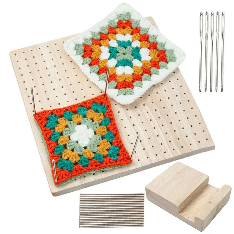 

Квадратная доска для вязания крючком с 324 мелкими отверстиями, деревянная блокировочная доска «сделай сам», набор для шитья и вязания, картина, подарок для бабушки, мамы