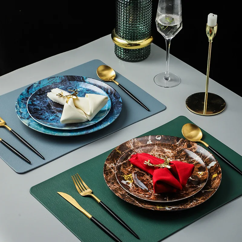 

Ceramic marble Western food plate set European style sample room tableware soft decoration featured Western food plate set