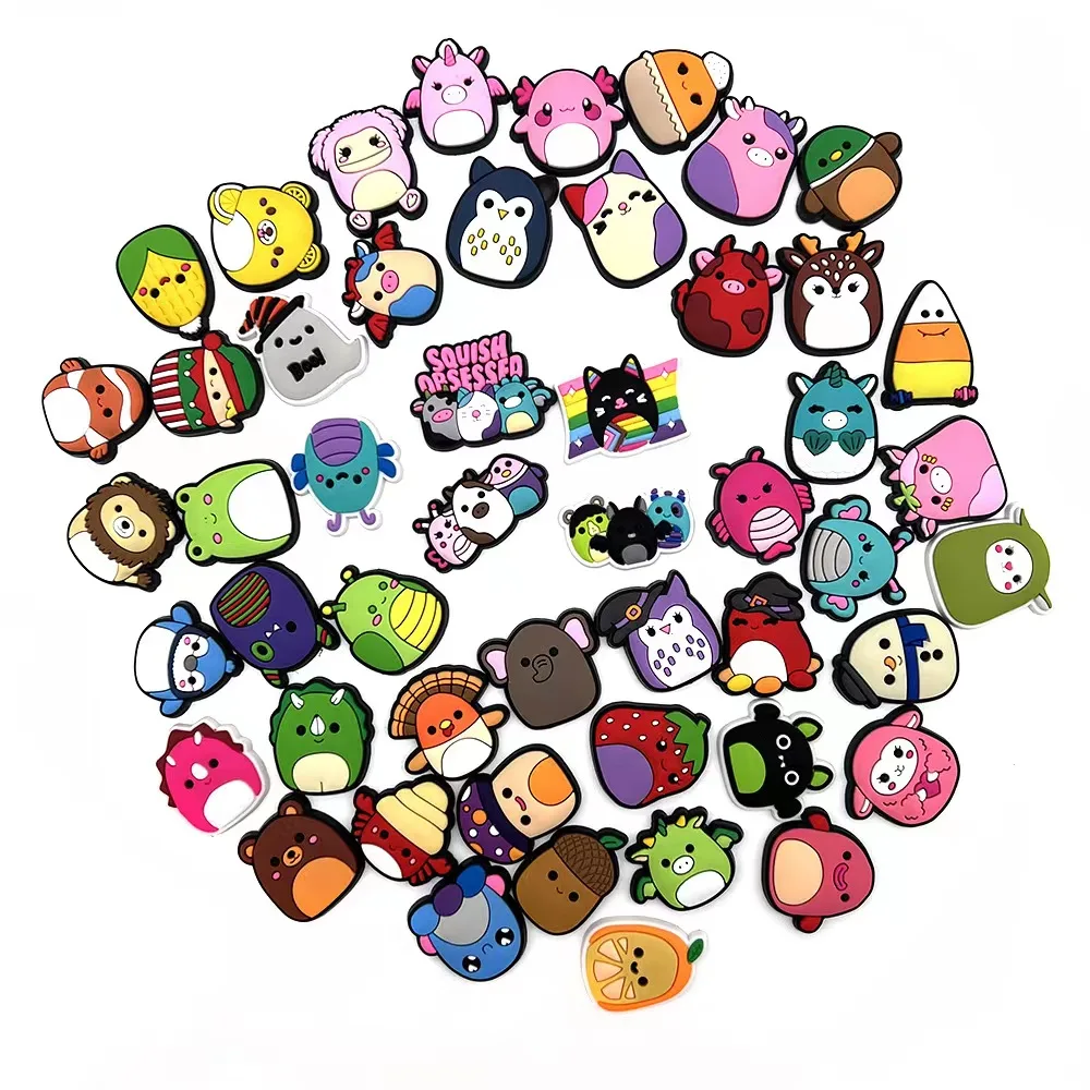 Hot 50pcs/set Plush Toys Croc Charms Accessories Sneakers Shoe Decorations Pins for Woman Men Kawaii Croc Jeans Dropshipping