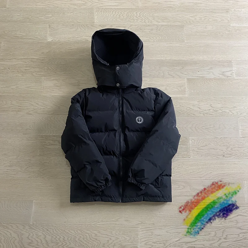 

Black Trapstar London Puffer JACK Parkas Men Women 1:1 Embroidery Logo Dark Metal Buckle Irongate Jacket Detachable Hood Coats