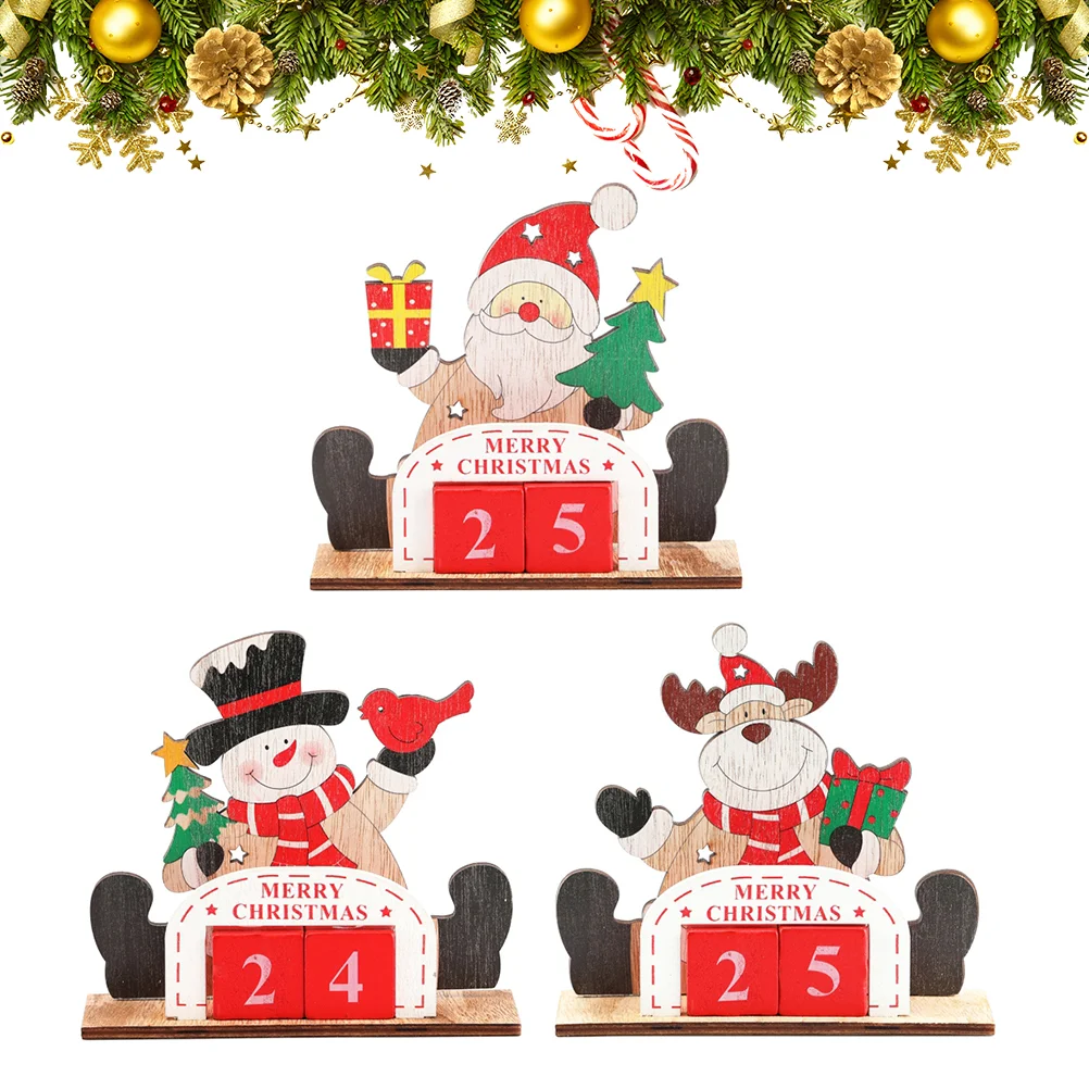 

Calendar Christmas Perpetual Wooden Advent Desktop Table Countdown Blocks Calendars Manual Wood Desk Decoration Holiday Sign