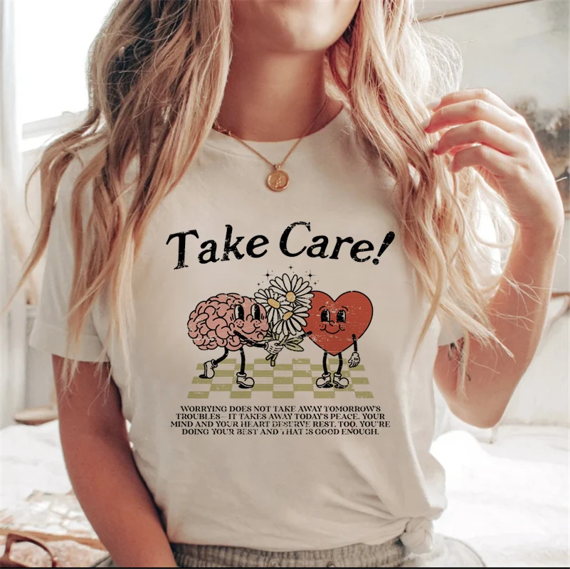 

T-shirt Short Sleeve Fashion Summer Round Neck T-shirt Cute and Sweet 90s Fashion Top Letter Printing Women's Pattern T-shirt.