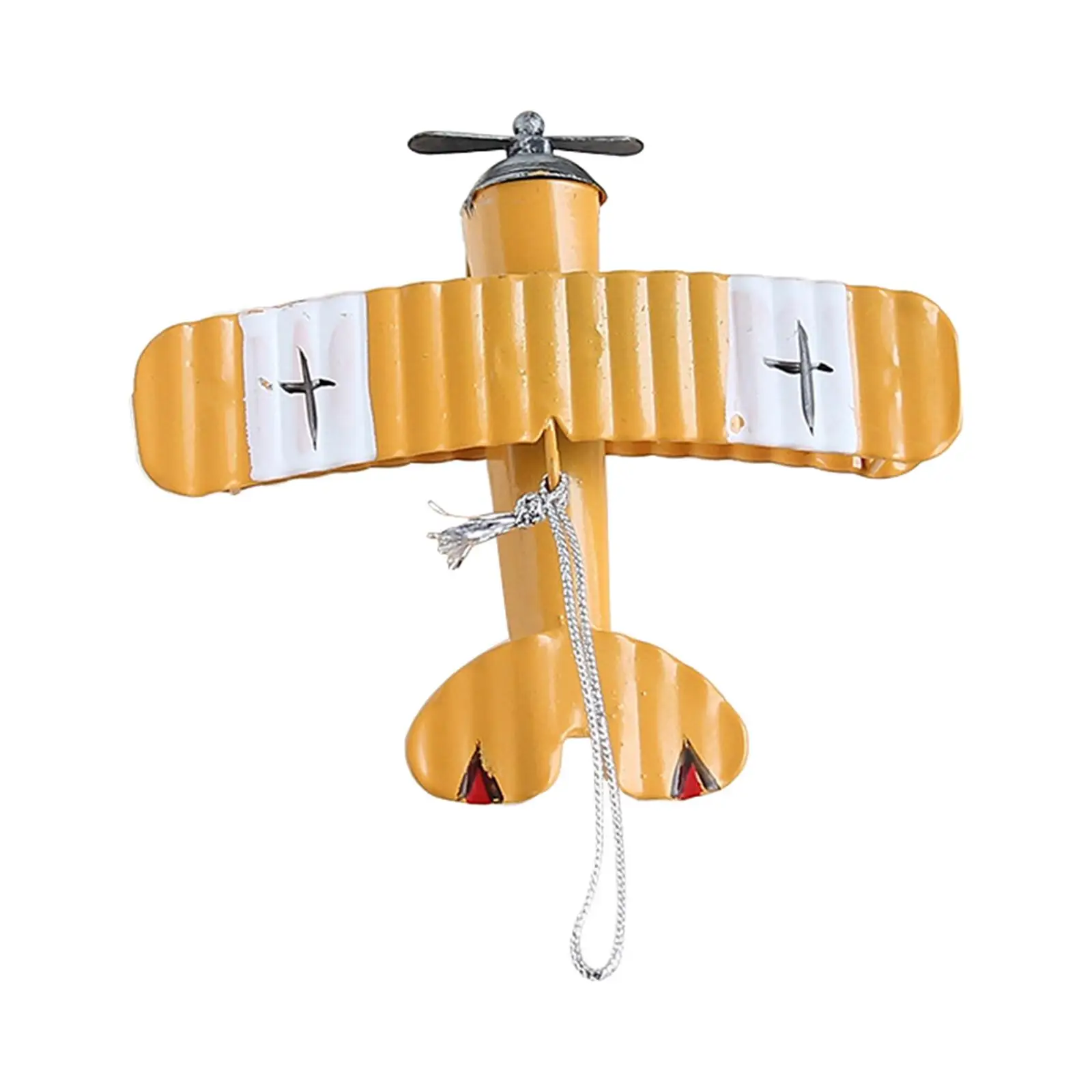 

Vintage Biplane Metal Model Ornament Decor Kids Photo Planes Aircraft