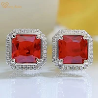 wong rain vintage 925 sterling silver 77mm created moissanite ruby gemstone wadding party ear studs earrings fine jewelry gifts