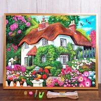 garden scenery pre printed 11ct cross stitch embroidery patterns dmc threads painting hobby sewing craft stamped different