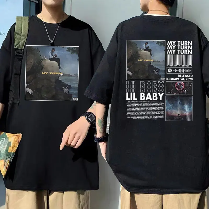 

Hot Sale New Rapper Lil Baby My Turn T Shirt Short Sleeve Male Casual Streetwear Men's Hip Hop Oversized T-shirt Men Cotton Tees