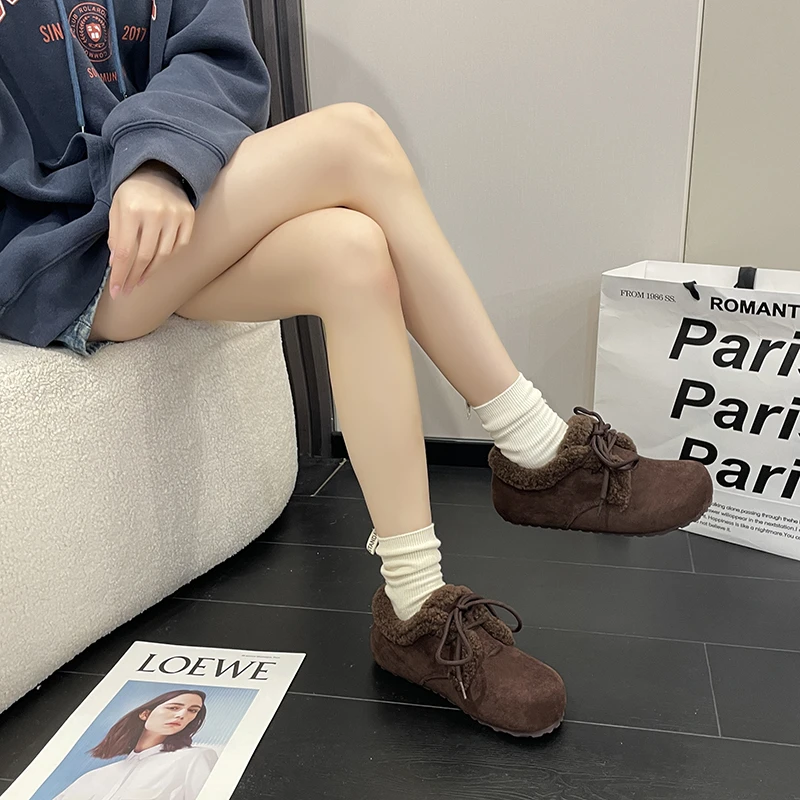 Новые женские зимние хлопковые ботинки на плоской подошве модные нескользящие