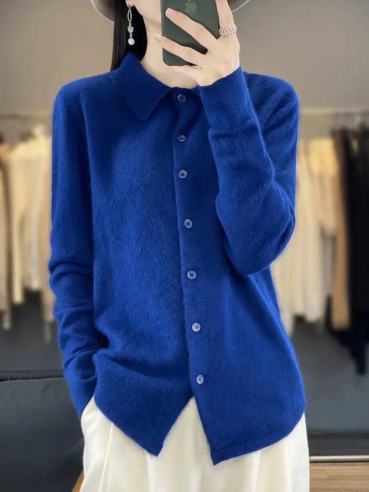 100% норковый кашемировый кардиган Женские свитера Новая осенне-зимняя куртка