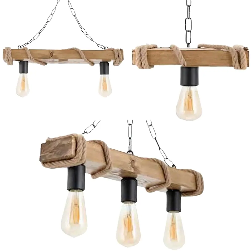 

Retro Rustic Wooden Roped Chandelier E27 Loft Antique Pendant Lamp Home Decor Lighting Kitchen Restaurant Cafe Livingroom 2021