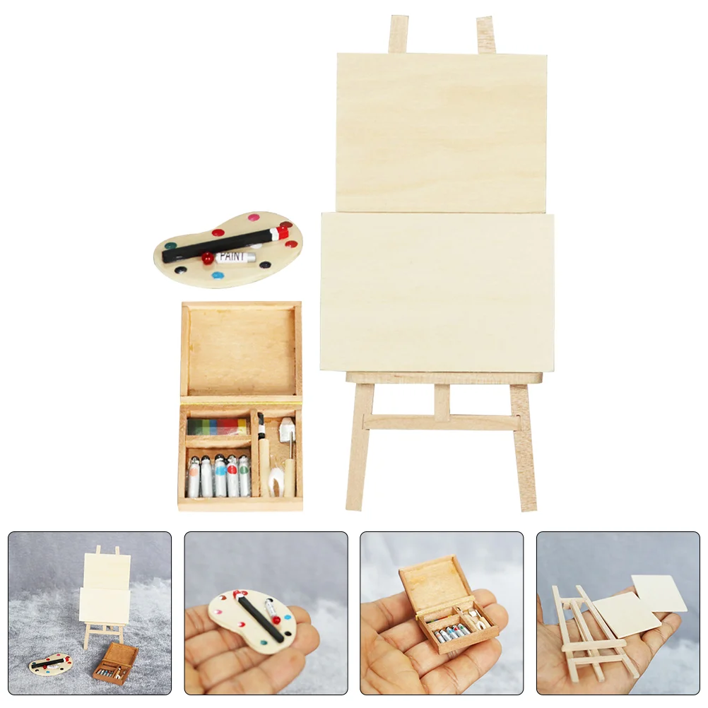 

Dollhouse Painter Miniature Easel Model Supply Painting Board Simulation Micro Holder Drawing Ornament Gadgets
