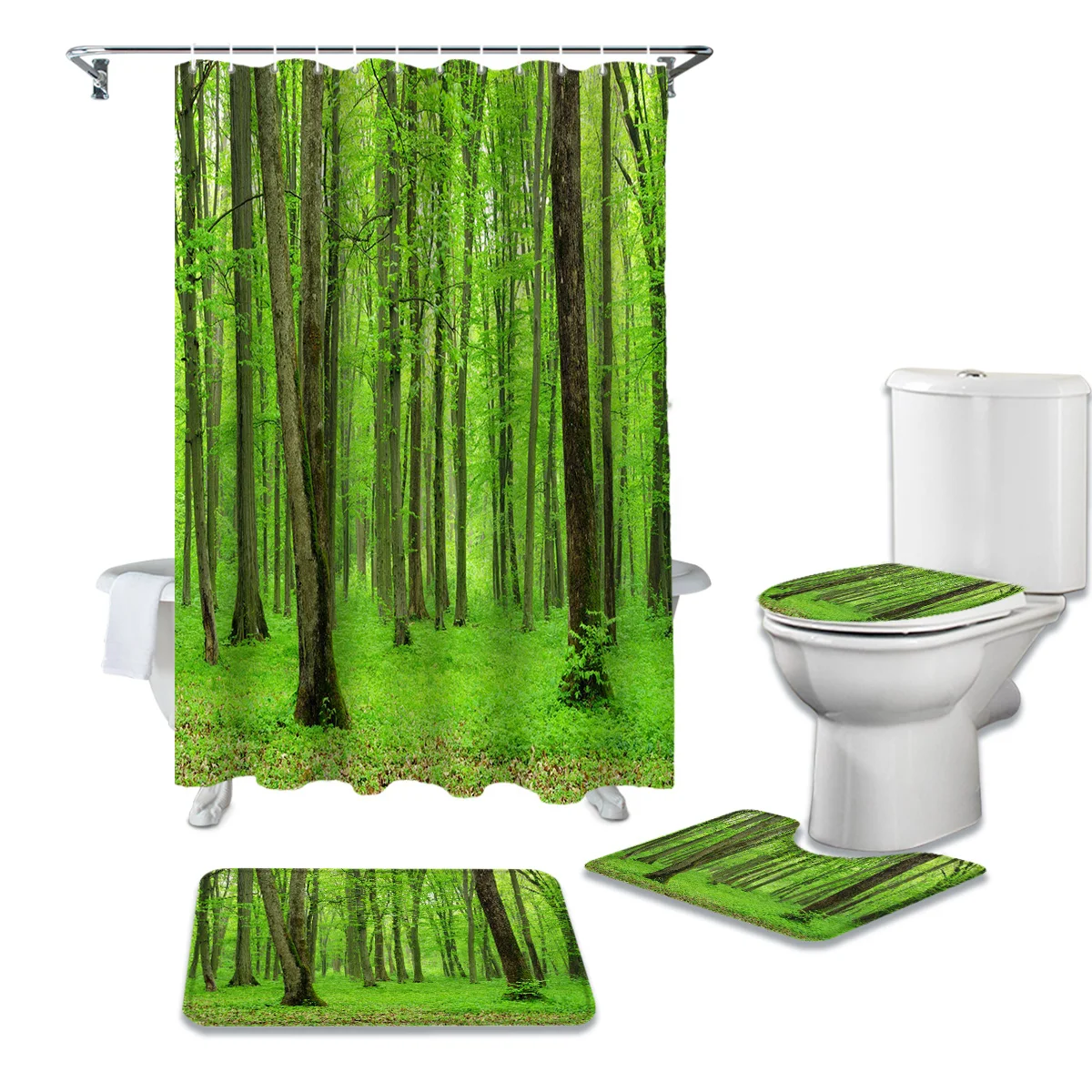 

Набор занавесок для душа с принтом растений и зеленых лесов