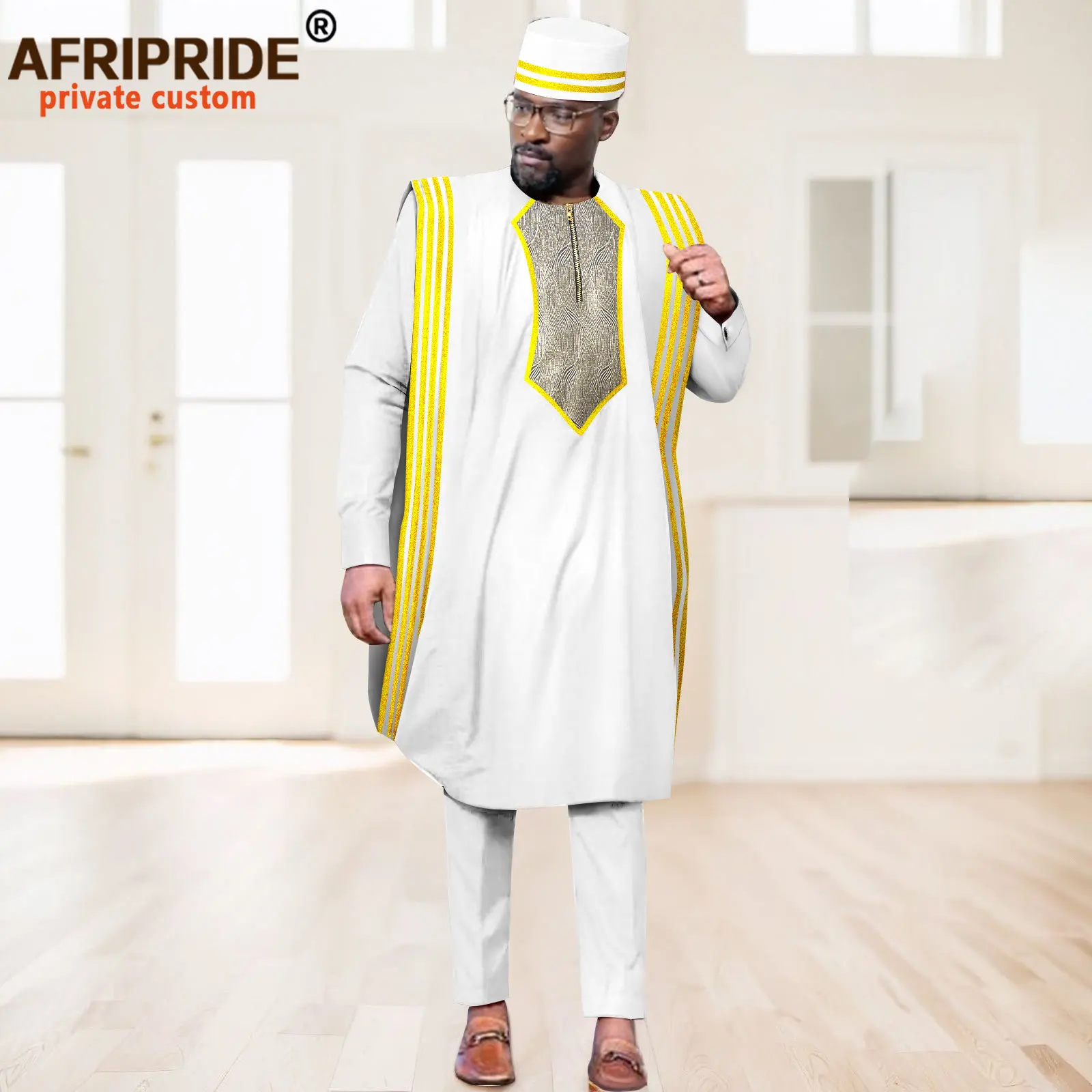 Традиционная африканская одежда для мужчин халат Agbada с вышивкой рубашки брюки и