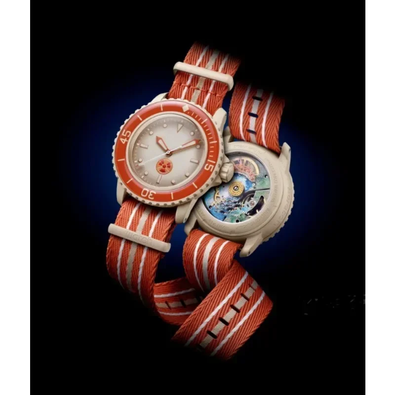 

New 2023 Original Brand Multifunction ceramic Case Luxury swatch Watches for Mens Fifty Fathoms SO35A100 watch automatic watch
