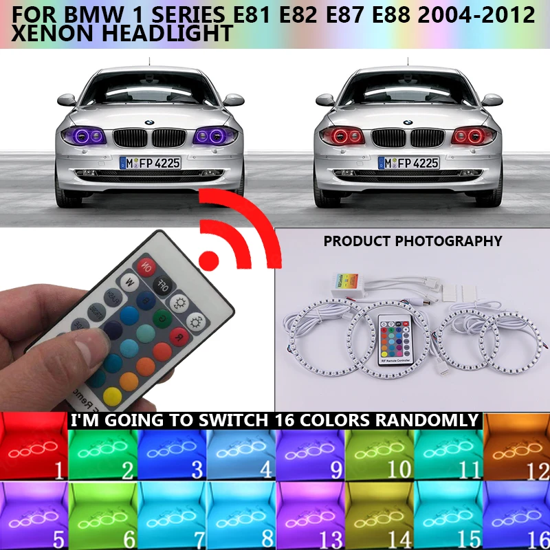 

Для BMW 1 серия E81 E82 E87 E88 2004-2012 Ксеноновые фары RGB Halo кольцевая фара светодиодсветодиодный лампа Angel eye