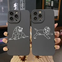 ins line dog cute animal phone case cartoon cover capa for iphone 8 7 plus se 2020 x xs xr 12 11 13 pro max soft silicone fundas