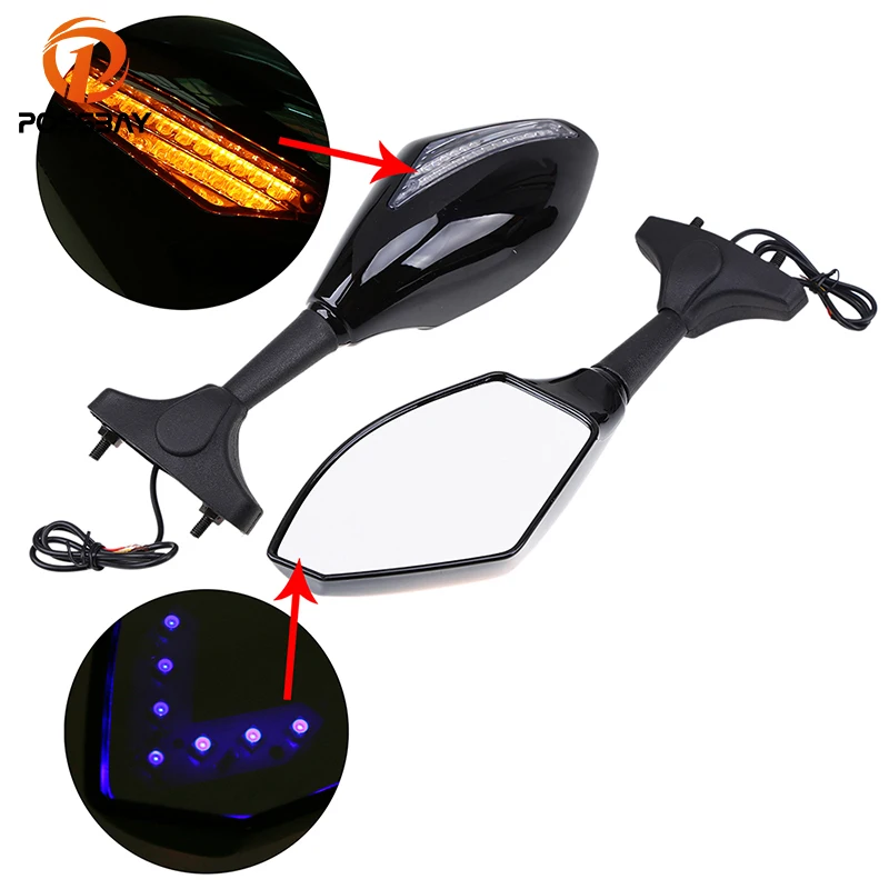 

POSSBAY End Handlebar Mirrors For Honda Yamaha Suzuki Kawasaki Motorcycle Turn Signal Mirrors Cafe Racer Rearview Mirrors