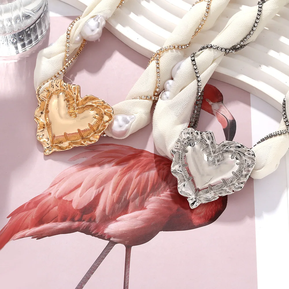 Женский винтажный комплект из колье и сердца с искусственным жемчугом