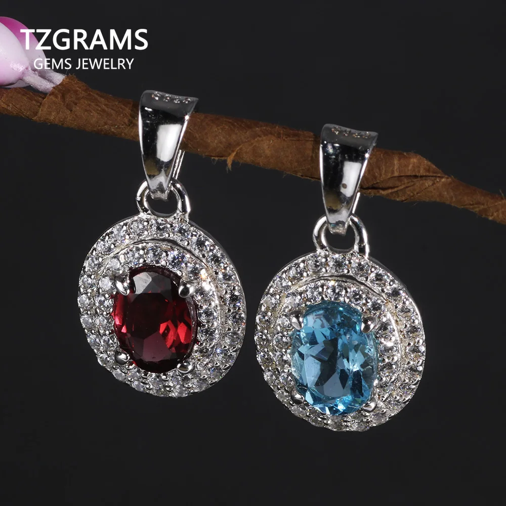 

Natural Stones Garnet Quartz Pendant Genuine Sterling Silver 925 For Women Vintage Women Accessories