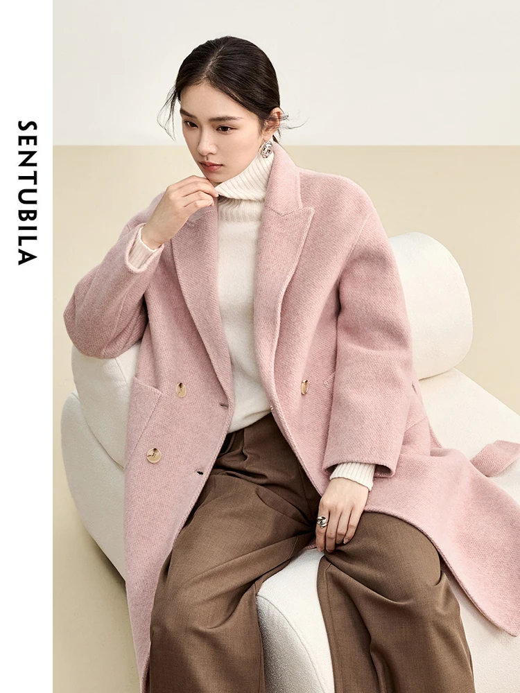 SENTUBILA шерстяное пальто высокого качества для женщин 2024 зимняя двусторонняя