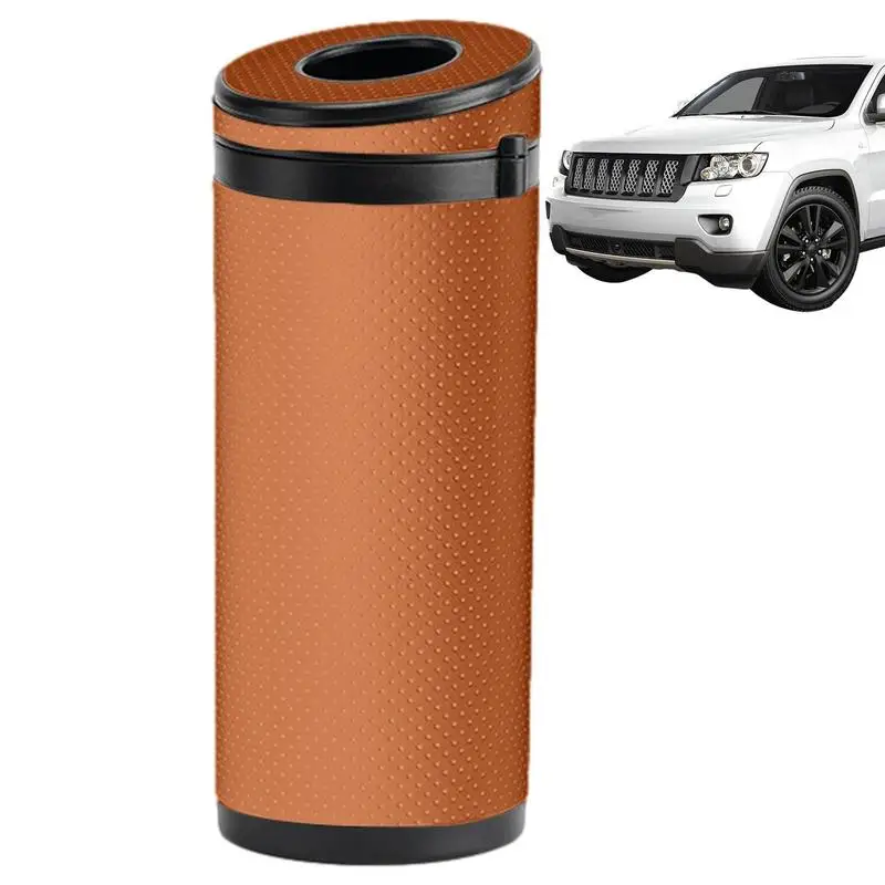 

Cylinder Tissue Dispenser Tissues Round Container Wear-resistant Auto Tissue Tube Faux Leather Safety Hammer Design For Travel