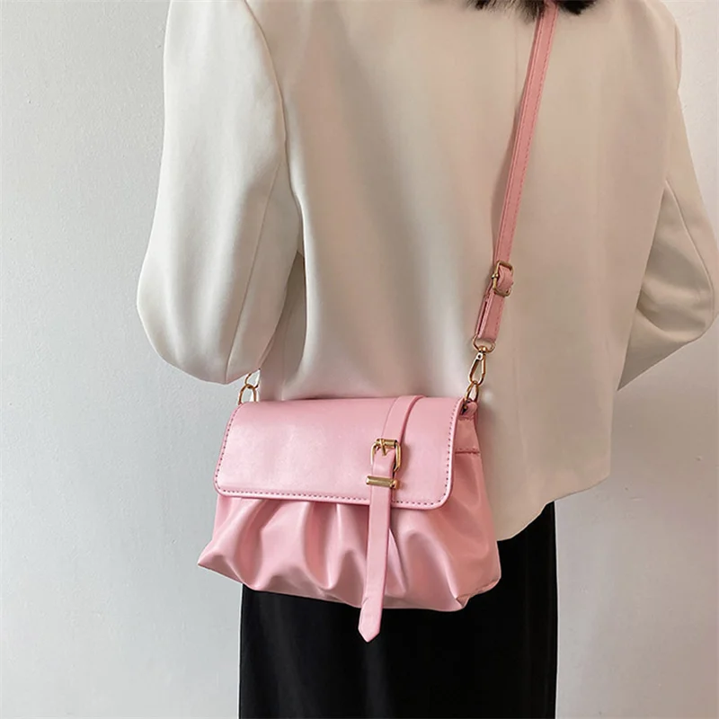 Women Shoulder Bag Leather Messenger Handbag Trend 2023 Fashion Design Soild Color Female Armpit Bag Banquet Bag
