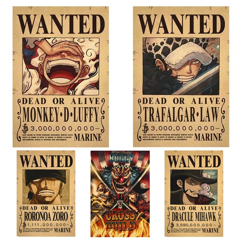 

3 Billion Bounty Wanted Poster Anime Posters Luffy Wall Poster One Piece Vintage Room Decor Aesthetic Home Decoration Stickers