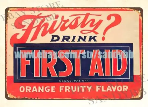 Напиток первой помощи оранжевый фруктовый вкус металлическая жестяная вывеска