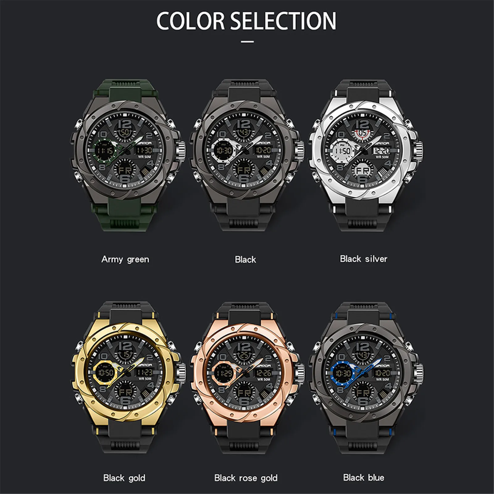 

Digital Watch men's creative LED Sports Multifunctional Dual Movement series Sport Watch Slim Smart Watch Wood