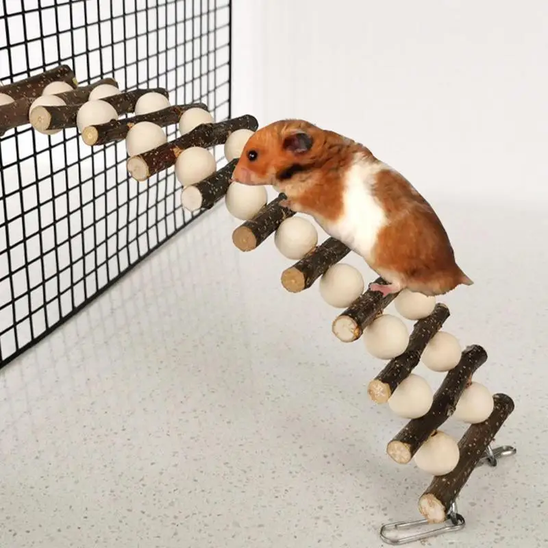 

Wood Hamster Ladder Birds Pets Parrots Ladders Climbing Toy Wooden Bridge Hamster Climbing Toy For Dwarf Syrian Hamster Mice
