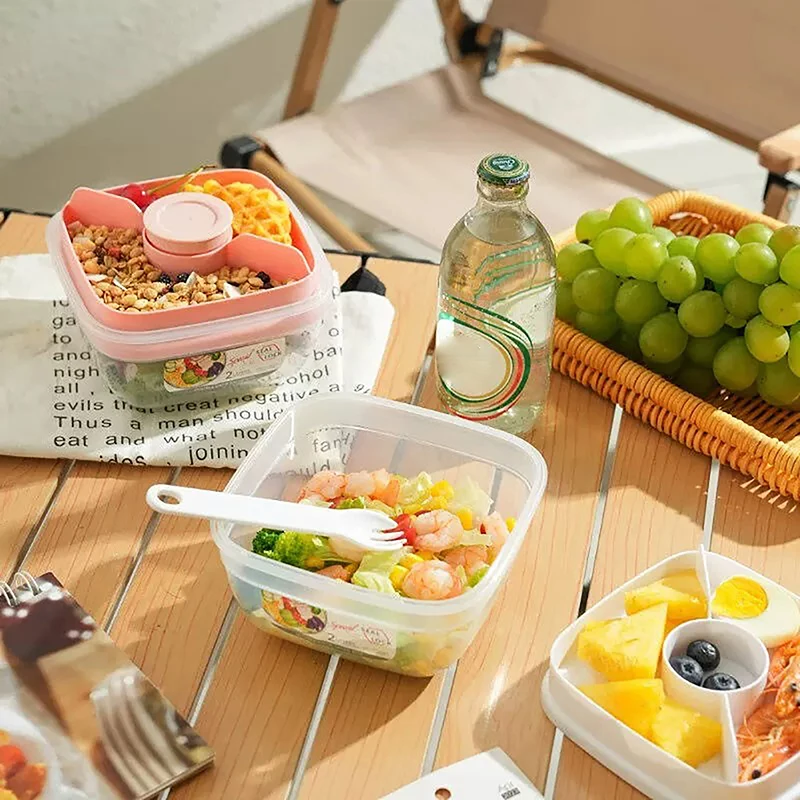 Стандартные 2-слойные салатники с ножом и ложкой универсальный контейнер 1300/1600 мл