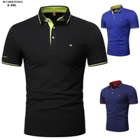 s 4xl new solid color summer mens polo shirt casual short sleeve polos hommes lapel sportswear t shirts fashion slim male tops