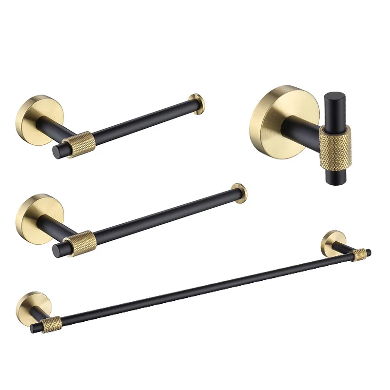 

Creative Bathroom Towel Rack Set Toilet Rack Gun Gray Gold Hardware Pendant Five Piece Set Paper Towel Rack