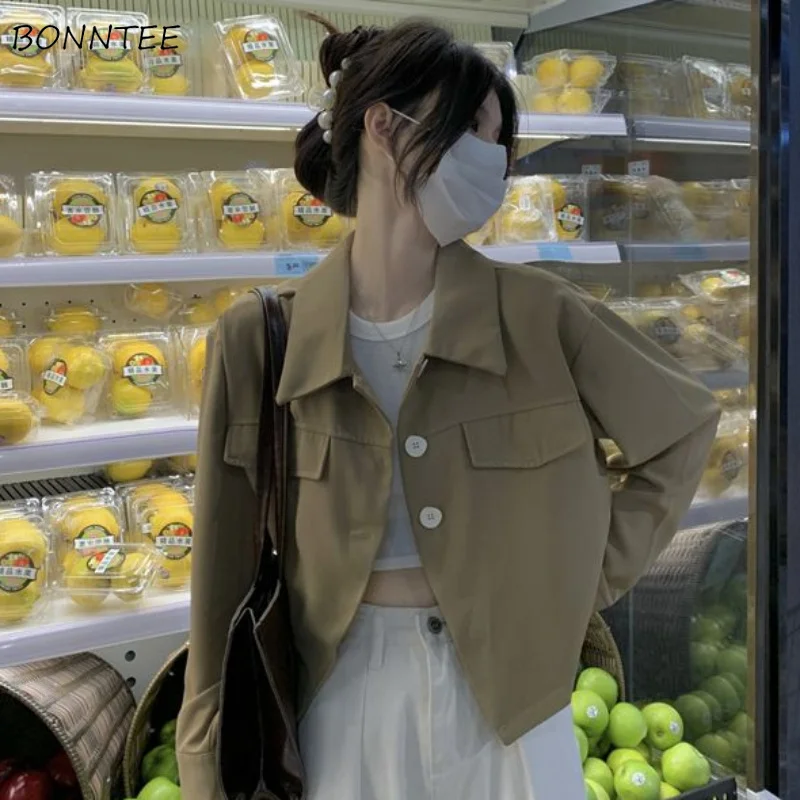 

Базовые Женские куртки, яркие весенние женские универсальные Популярные Модные женские повседневные винтажные куртки в Корейском стиле