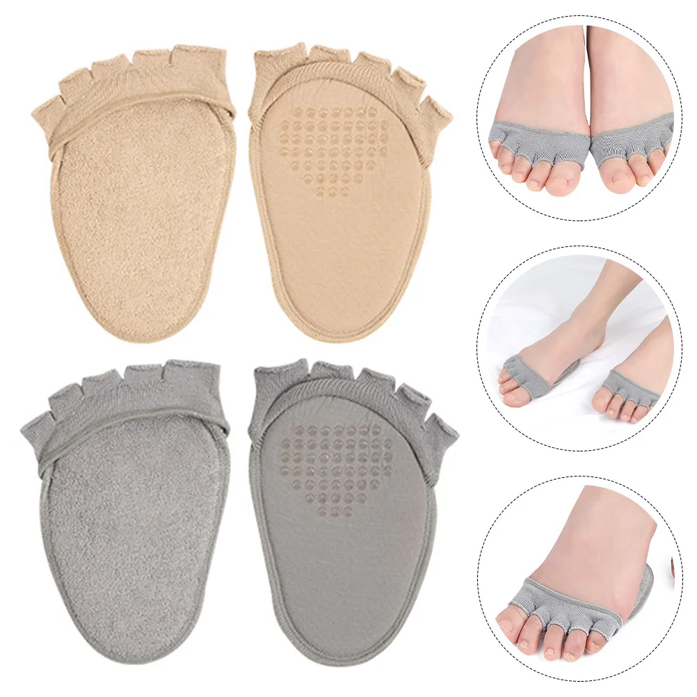 

2 Pairs Toe Topper Socks Sponge Cushion Show Liner Socks Five Finger Socks Non- Invisible Separated Socks for High Heels
