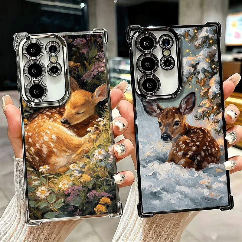 Фото Чехол для телефона с рисунком оленя/лося для Samsung Galaxy S25 S26 Edge S24 S23 Ultra S22 S21 Plus S20 FE, противоударный, с защитой от падений №1