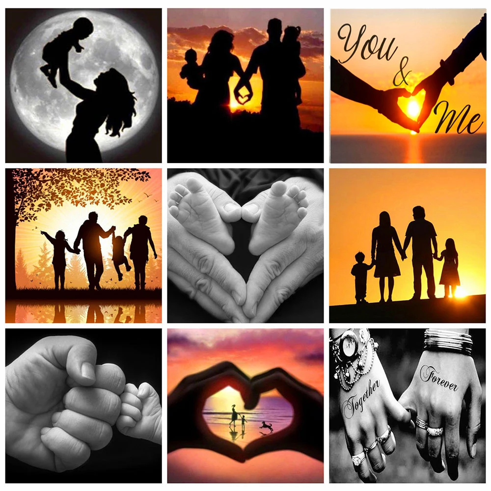 

Алмазная 5D картина JIEME «сделай сам» для родителей и детей, семейная любовь, алмазная вышивка вышитая крестом ручная работа Стразы, мозаичный...