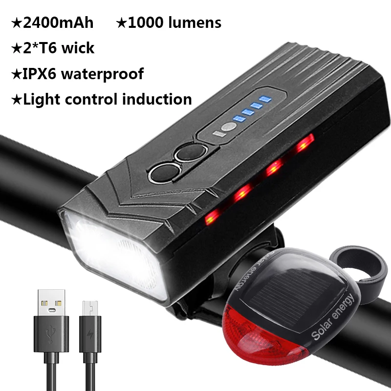 

T6 LED Bicycle Light 10W 1000LM USB Rechargeable Power Display MTB Mountain Road Bike Front Lamp Flashlight Cycling Equipment