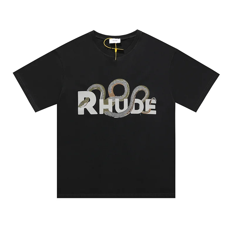 

Vintage RHUDE T-shirt Men Women 1:1 High Quality T shirt Heavy Fabric Snake Bone Print Rhude Tee Tops