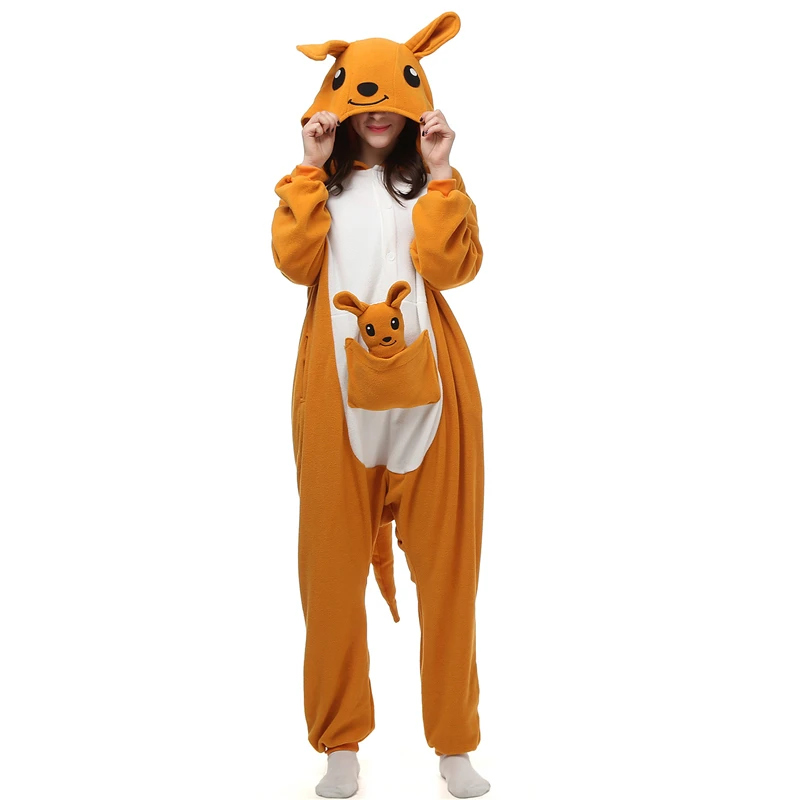 Adult Kangaroo Onesie For Women Men Kigurumi Pyjamas Animal Cartoon Pajama Homewear Halloween Cosplay Party Costume