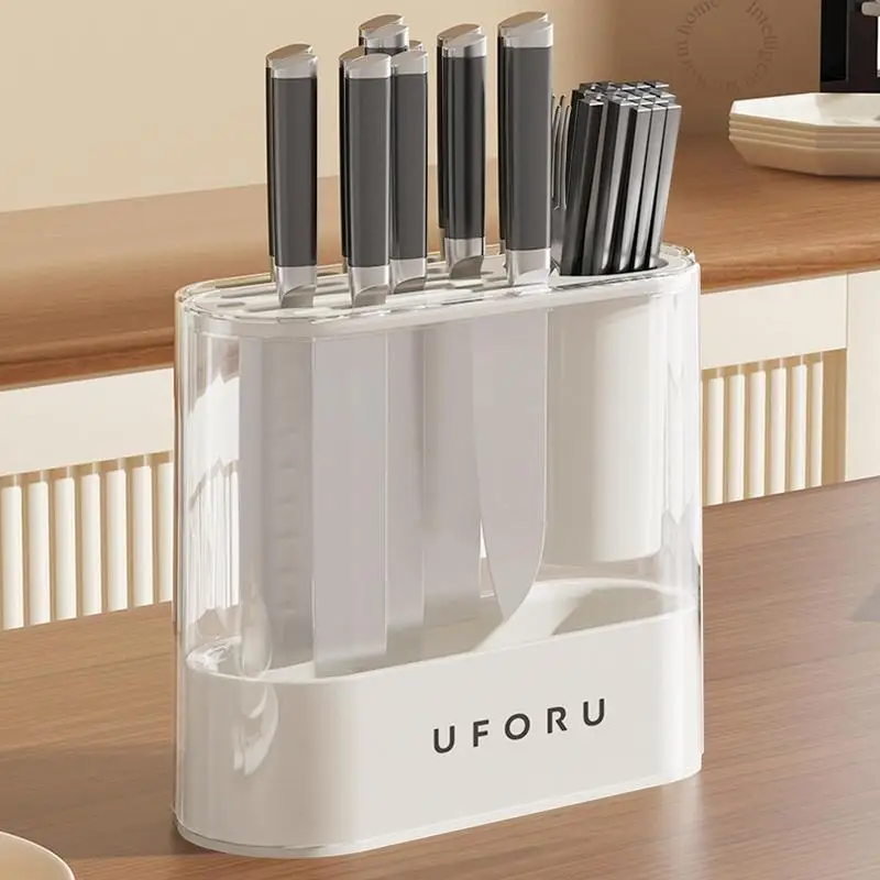 

Kitchen Knife Holder Universal Chopstick Holder With Drain Tray Large Capacity Multifunctional Knife Stand Organizer Accessories