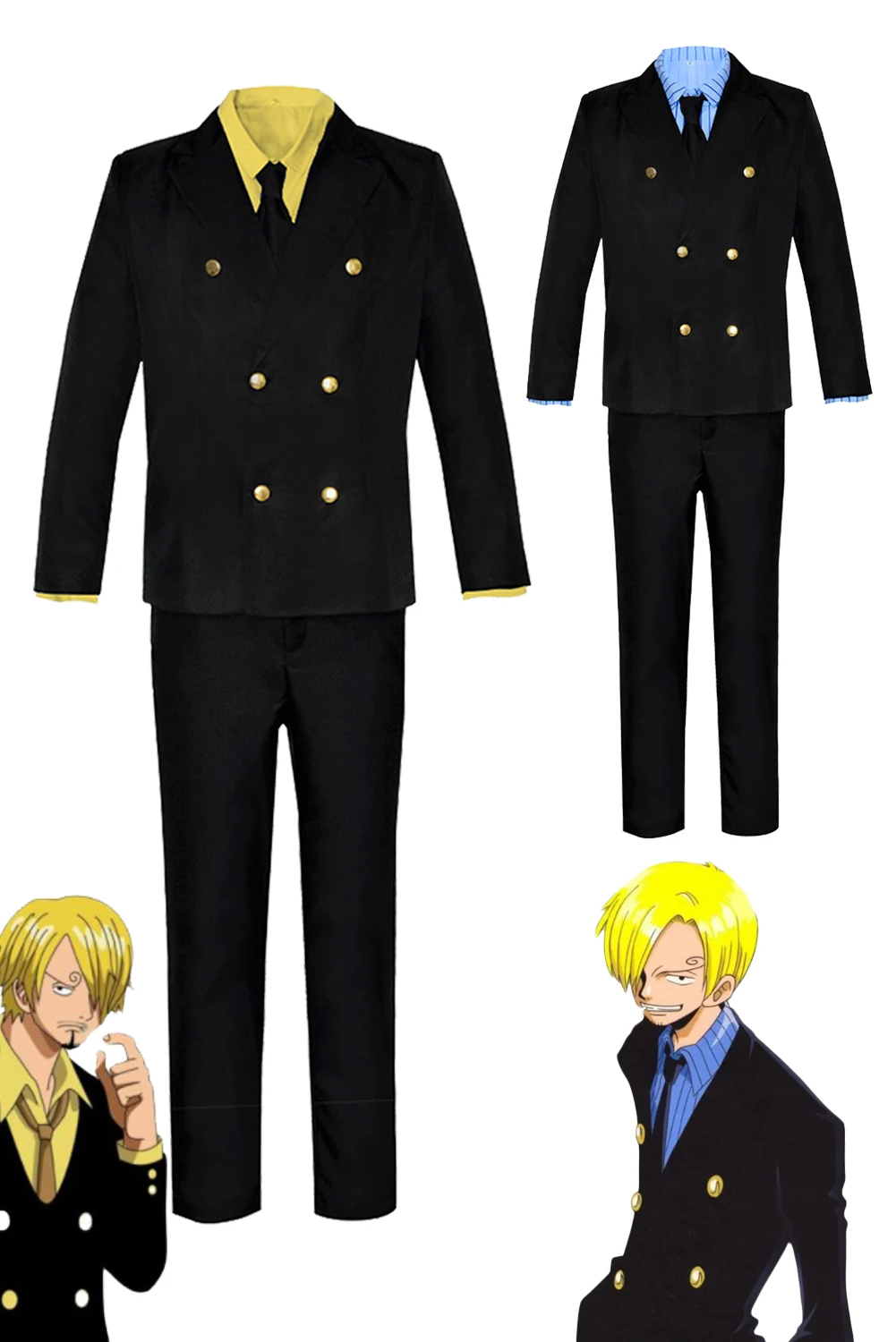 

One Cos Piece Sanji Cosplay Anime Costume Shirt Pants Coat Necktie Outfits Adult Men Boys Halloween Carnival Disguise Suit