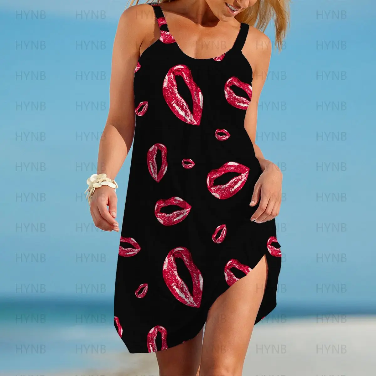 Boho Dress XOXO Beach Sleeveless Chic Elegant Woman Sweet Party Dresses Taste Me Summer 2022 Loose Y2k Lipstick Free Shipping5XL images - 6