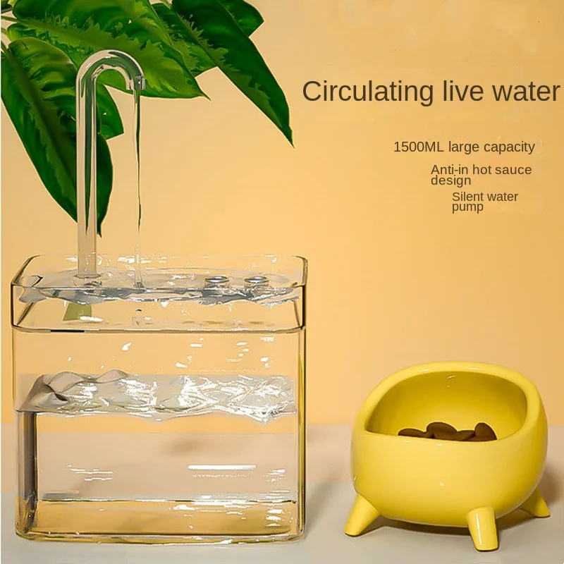 

Fully Transparent 1.5L Automatic Cat Water Fountain Filter USB Electric Mute Cat Drink Bowl Pet Drinking Dispenser Drinker