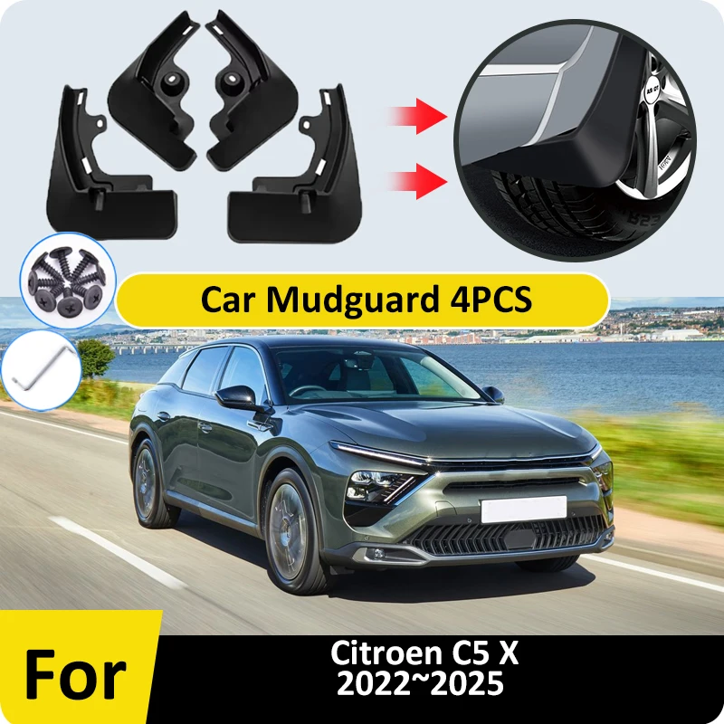 

Автомобильные брызговики для колес Citroen C5 X C5X 2022 2023 2024 2025 Передние и задние колесные автоматические расширители крыльев, брызговики, автомобильные аксессуары