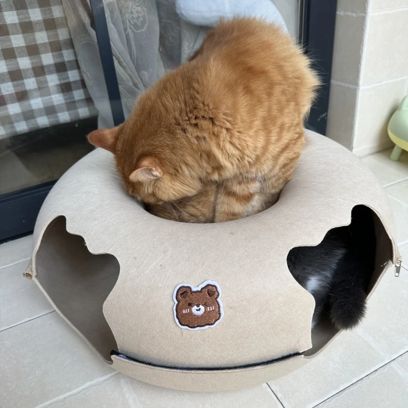 

Felt Pet Cat House Cat Tunnel Bed Cats Interactive Toys Funny Kitten Large Cat Exercising Toy Removable Pet Products Cat Villa
