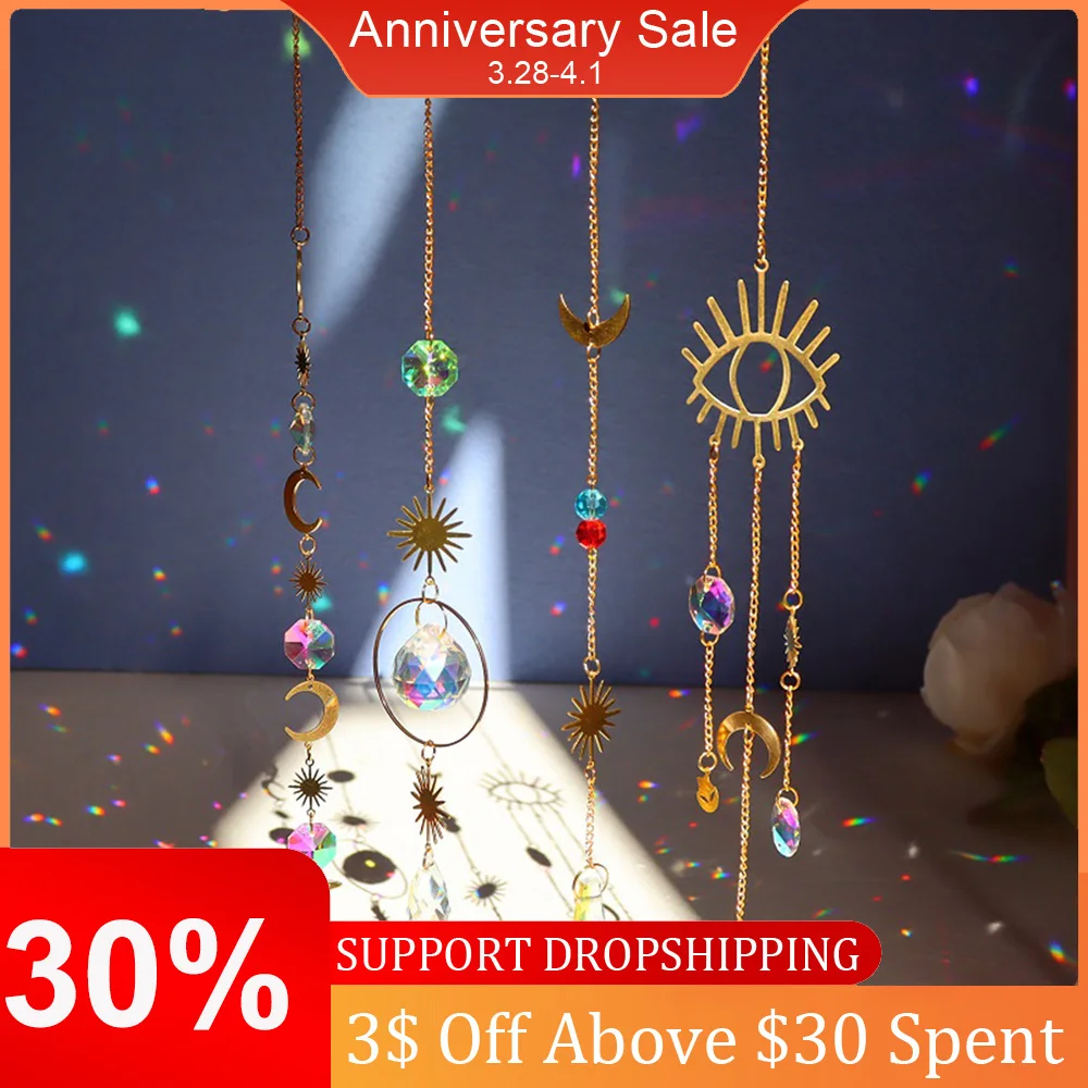 

Crystals Wind Chime Prism Sun Catchers Handmade Jewellery Garden Hanging Pendant Rainbow Chaser Ornament Window Home Decor