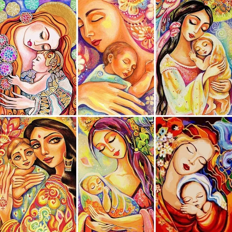 

Full Square 5D DIY Diamond Painting Icon Religious Mother and Child Embroidery Cross Stitch Rhinestone Painting Motherhood Art