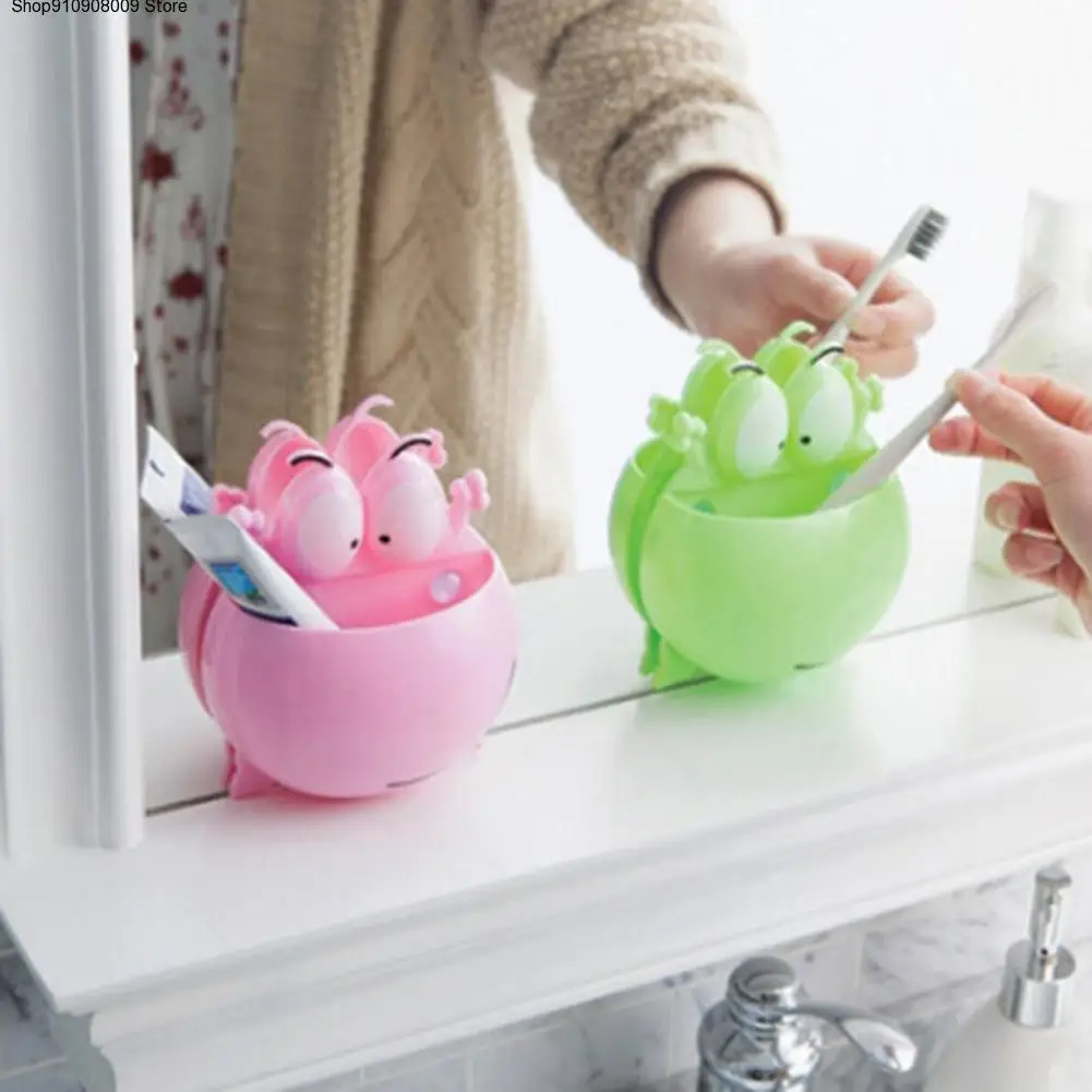 

Lovely Cartoon Frogs Shaped Toothbrush Toothpaste Holder Sucker Type Toothbrush Holder Bathroom Tool