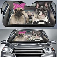 french bulldog driving headband eyeglasses dog family summer car sunshade gift for french bulldog mom gift car windshield visor